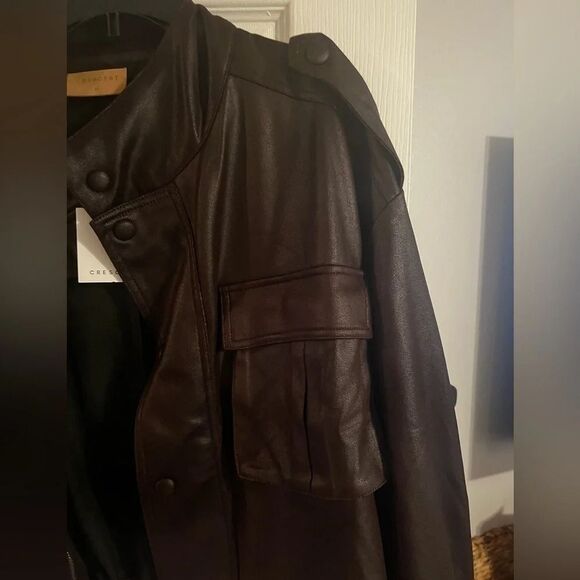 CRESCENT Jada Vegan
Leather Utility Jacket BROWN medium nwt oversized - Picture 6 of 9